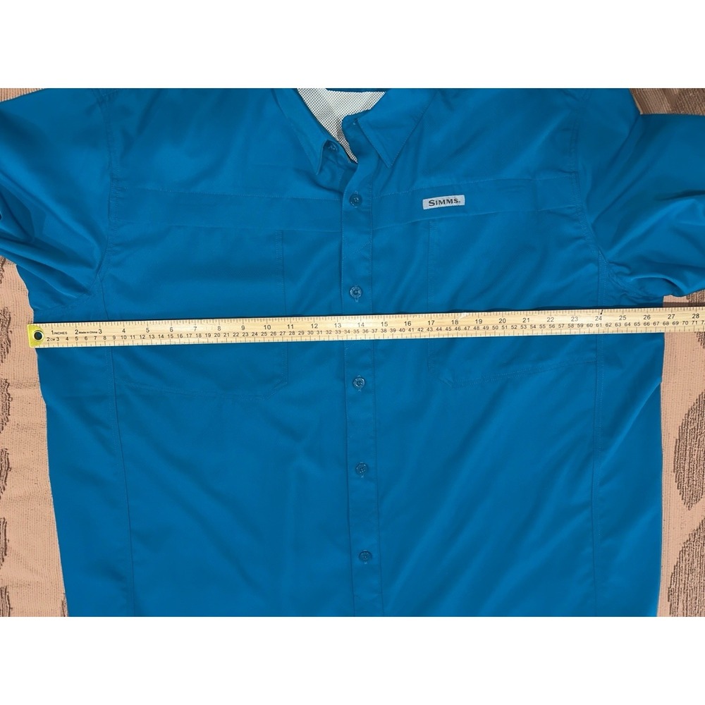 Simms Fishing Shirt Men's 2XL Teal Long Sleeve Vented Outdoors Performance - Picture 8 of 10